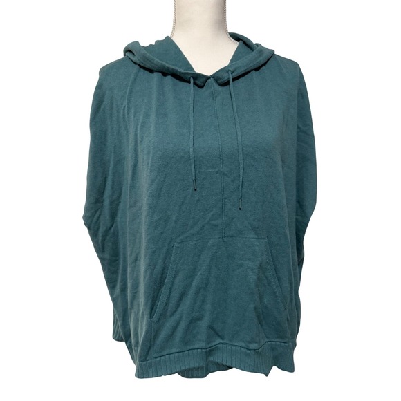 Coldwater Creek Tops - Coldwater Creek Teal Poncho Hoodie Knit Womens Sweater Medium oversized cotton